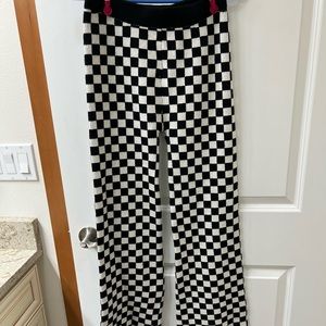 Blue blush knit checked pants ..size M